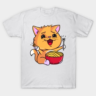 Cat with ramen and salt - Not Hamlet Design T-Shirt